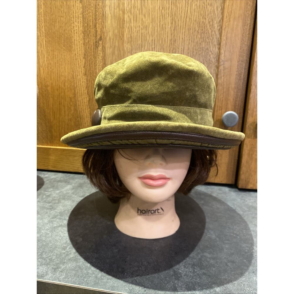 Vintage Betmar Women's Bucket Hat Green Made In Italy OSFA BOHO Fashion - Picture 3 of 8